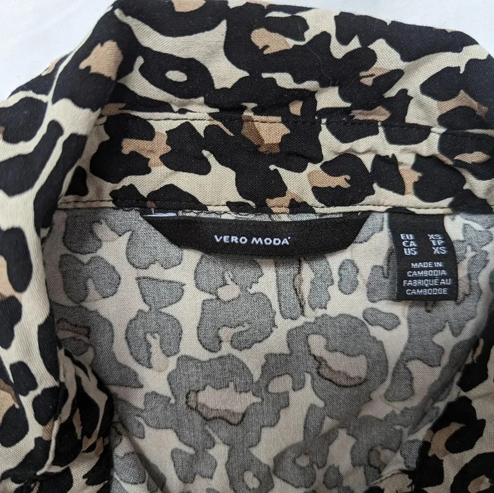 Vero Moda Simply Easy Shirt Tie Dress Animal leopard Print - Size XS - Picture 7 of 9